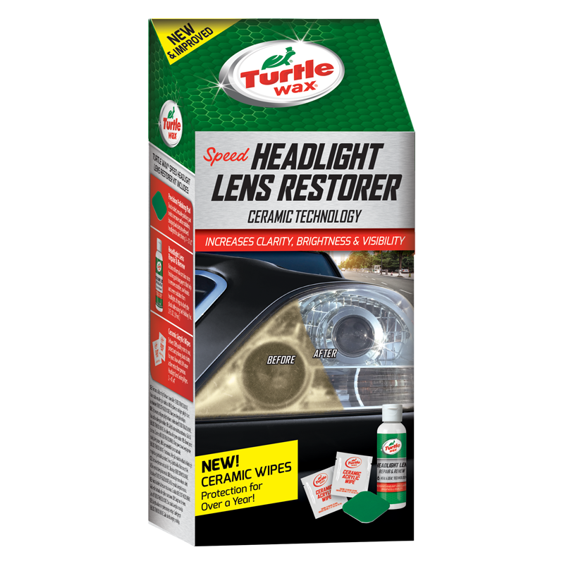 Turtle Wax Speed Headlight Lens Restorer Kit with Ceramic Acrylic  Protection Wipes 